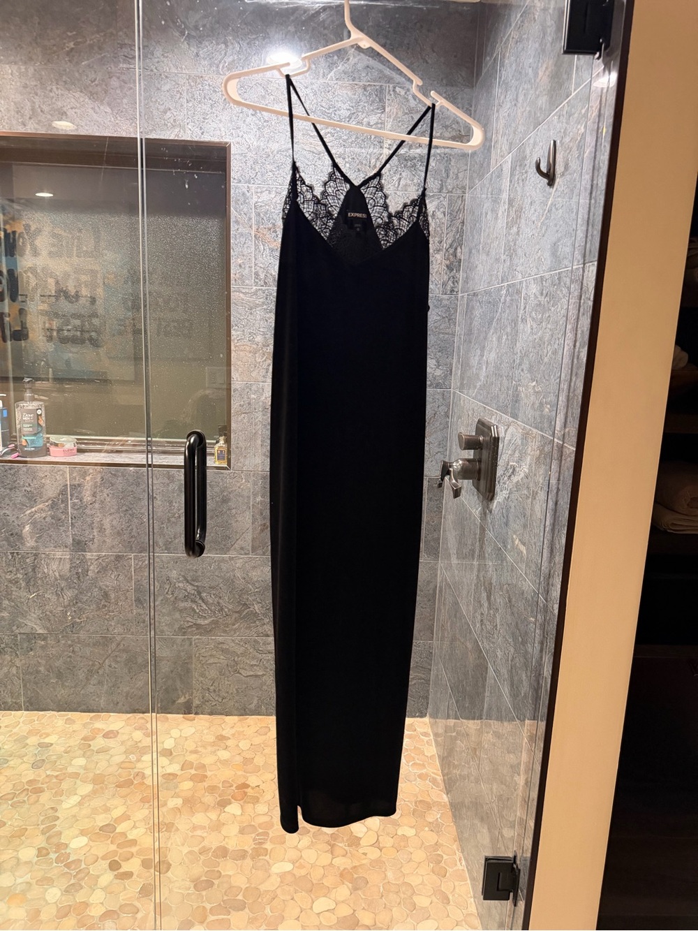 Black Lace Express Trim Slip Dress